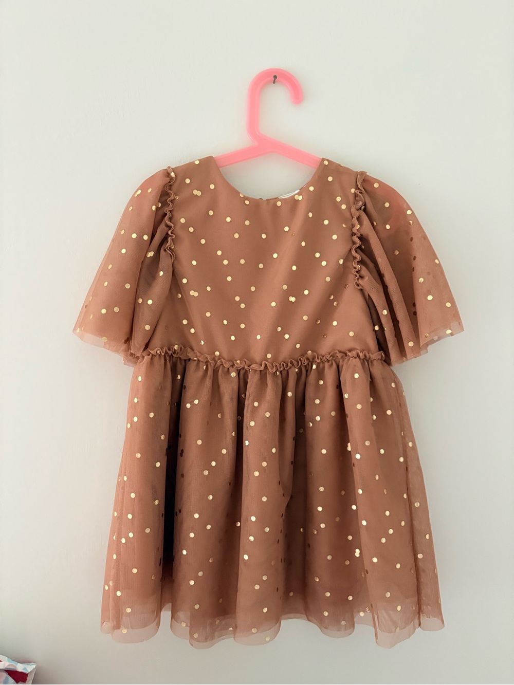 H&M Brown Tulle Dress with Gold Polka Dots